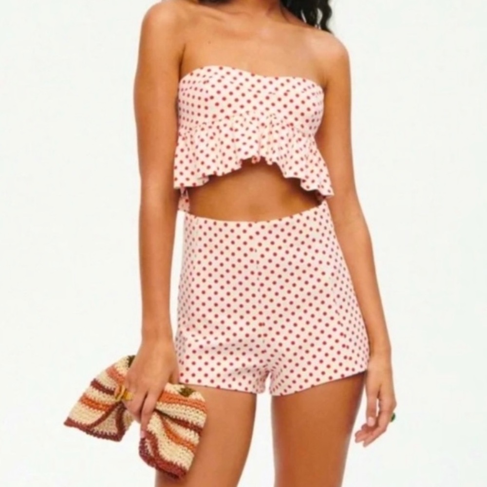 ZARA Cream w/Red Polka Dot Shorts . NEW with tags